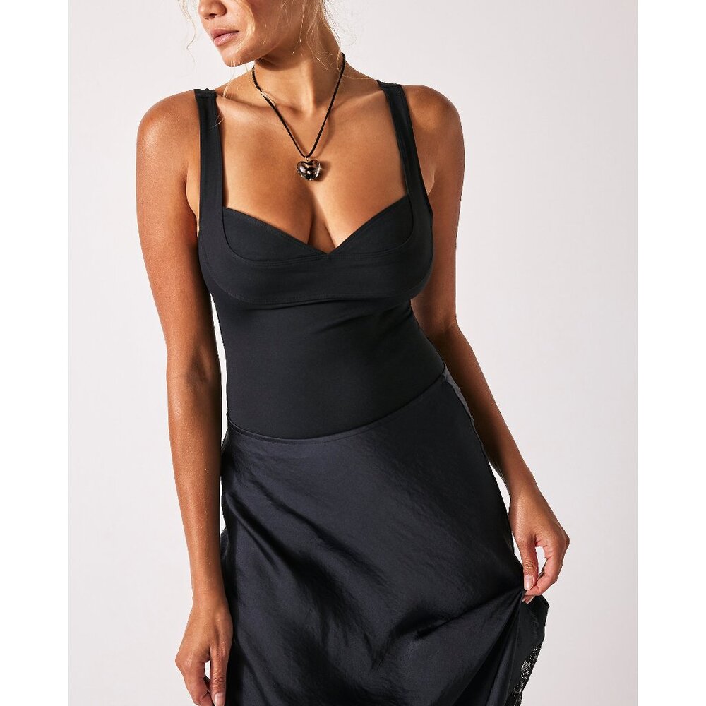 Free People Black Bodysuit